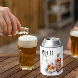Enfriador De Latas Partido de Bachelor Moderno Whiskey y Cigar