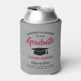 Enfriador De Latas Partido de Graduación de Felicidades Rojo y Negro 