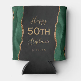 Enfriador De Latas Partido de los 50 Años de Emerald Agate Gold Dark