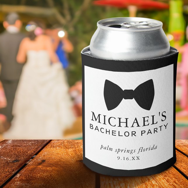 Enfriador De Latas Partido del bachillerato: el traje negro (Bachelor Party Black Tie Can Cooler)