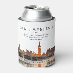 Enfriador De Latas Paseo de chicas acuarela silueta de Londres