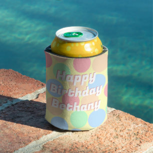 Enfriador De Latas Pastel Dots Cumpleaños Personalizado Niños