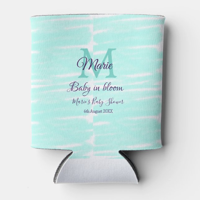 Enfriador De Latas Pastel green baby in bloom monogram baby shower te (Anverso)