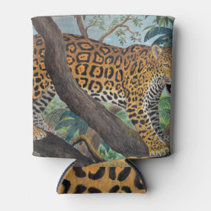 Enfriador De Latas Pastel jaguar: dibujo de la jungla.