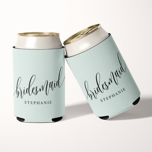 Enfriador De Latas Pastel Mint Green Bridesmaid guión moderno (Subido por el creador)