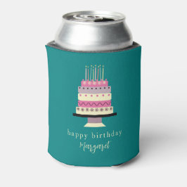 Enfriador De Latas Pastel rosa rosado lindo pastel de cumpleaños