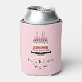 Enfriador De Latas Pastel rosa rosado lindo pastel de cumpleaños