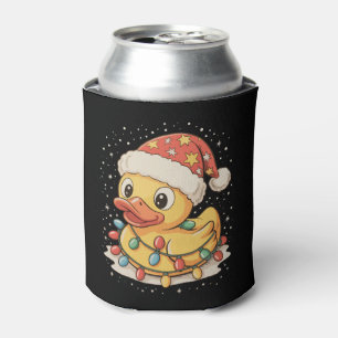 Enfriador De Latas Pato de goma sombrero de Santa luces de Navidad Na