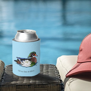 Enfriador De Latas Pato de madera colorido Nenúfar Vida silvestre Azu