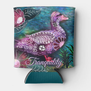 Enfriador De Latas Pato Floral Caprichoso Personalizado Morado Turque