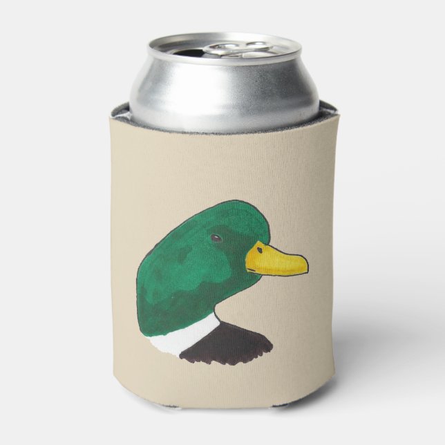 Enfriador De Latas Pato mallard dibujado a mano (Lata Anverso)