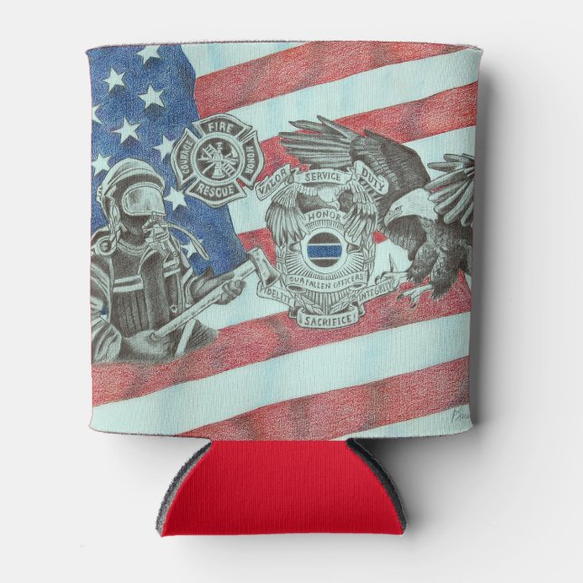 Enfriador De Latas Patriotic First Responder (Anverso)