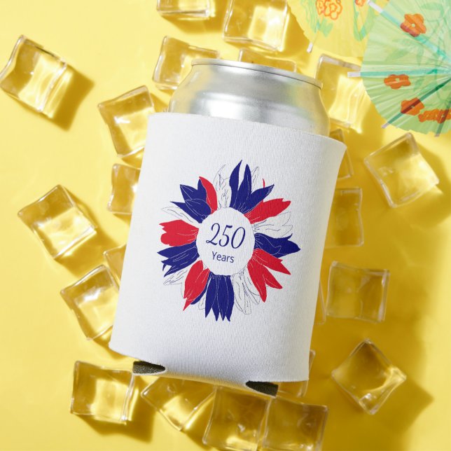 Enfriador De Latas Patriotic Floral 4th of July Bbq 250 Anniversary  (Verano in situ)