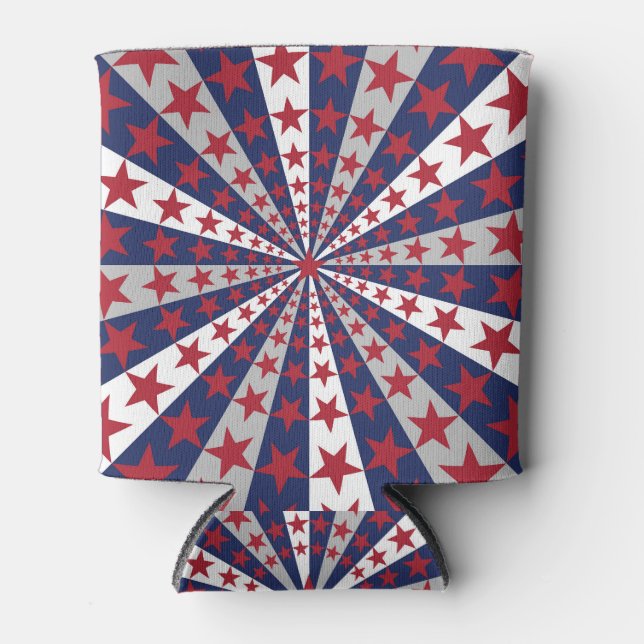 Enfriador De Latas Patriotic Sunburst: Obra de arte de la bandera est (Anverso)