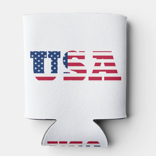 Enfriador De Latas Patriótico de Bandera de Estados Unidos (Reverso)