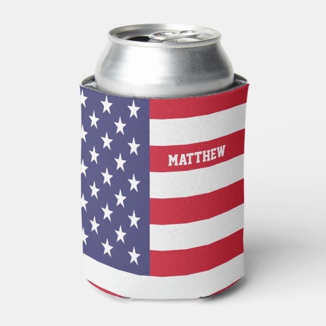 Enfriador De Latas Patriótico de la Bandera de los Estados Unidos (Lata Anverso)