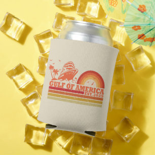 Enfriador De Latas Patriótico estadounidense vintage del Golfo de Amé