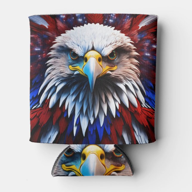 Enfriador De Latas Patriótico Fractal Eagles Tee (Anverso)