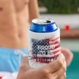 Enfriador De Latas Patriótico | Orgulloso Con Los Estadounidenses | B
