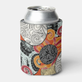 Enfriador De Latas Patrón abstracto de remolino en rojo