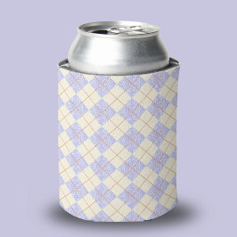 Enfriador De Latas Patrón Argyle de Morado Pastel sobre Diamantes Ama
