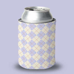 Enfriador De Latas Patrón Argyle de Morado Pastel sobre Diamantes Ama