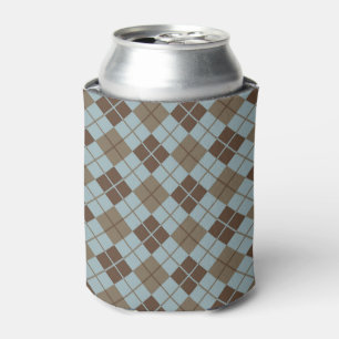 Enfriador De Latas Patrón argyle en azul y taúpe