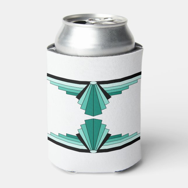 Enfriador De Latas Patrón Art Deco en Verdes (Lata Anverso)
