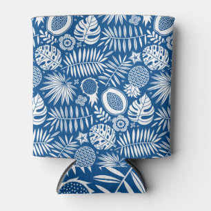 Enfriador De Latas Patrón azul profundo tropical exótico