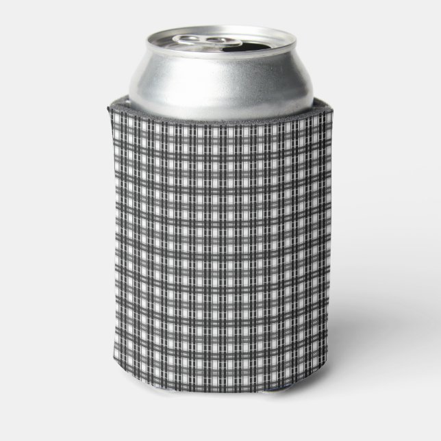 Enfriador De Latas Patrón blanco y negro Geometría de Tartán verifica (Reverso de la lata)