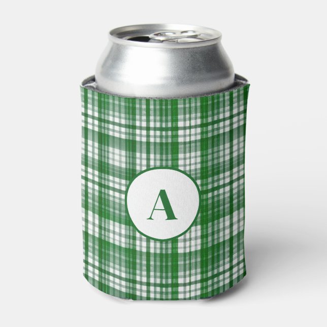Enfriador De Latas Patrón blanco y verde moderno (Lata Anverso)
