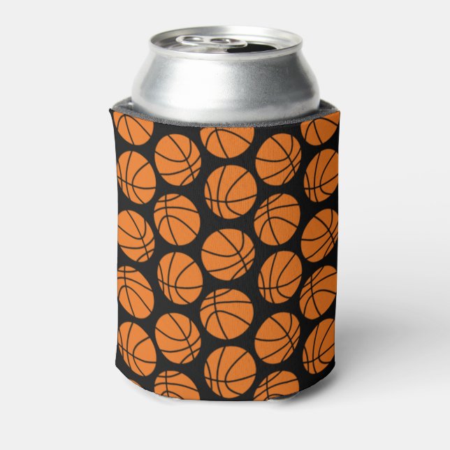 Enfriador De Latas Patrón clásico de baloncesto en negro (Reverso de la lata)