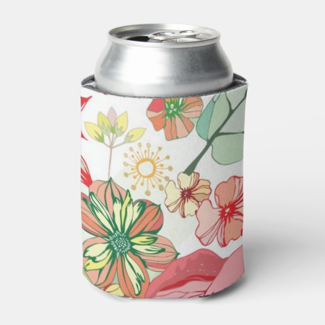 Enfriador De Latas Patrón con flores rojas (Lata Anverso)