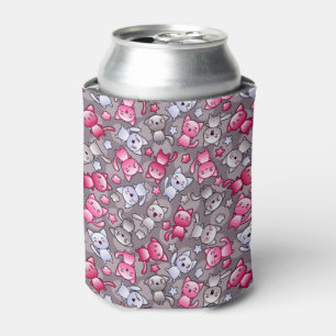 Enfriador De Latas patrón con lindos gatos de doodle kawaii