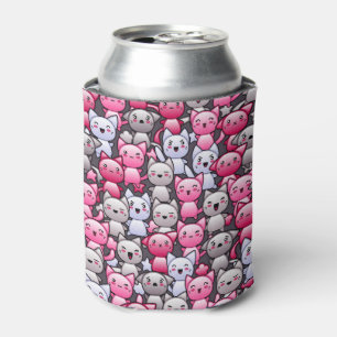 Enfriador De Latas patrón con lindos gatos de doodle kawaii 2