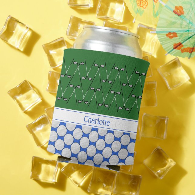 Enfriador De Latas Patrón con temática de golf nombre personalizado a (Verano in situ)