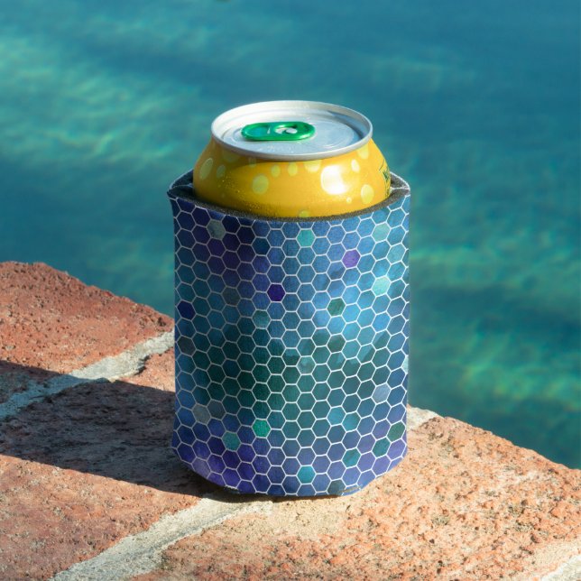 Enfriador De Latas Patrón de abeja verde azul (Piscina in situ)