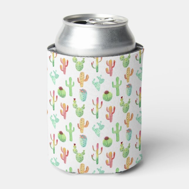 Enfriador De Latas Patrón de acuarela Cactus Pastel (Lata Anverso)