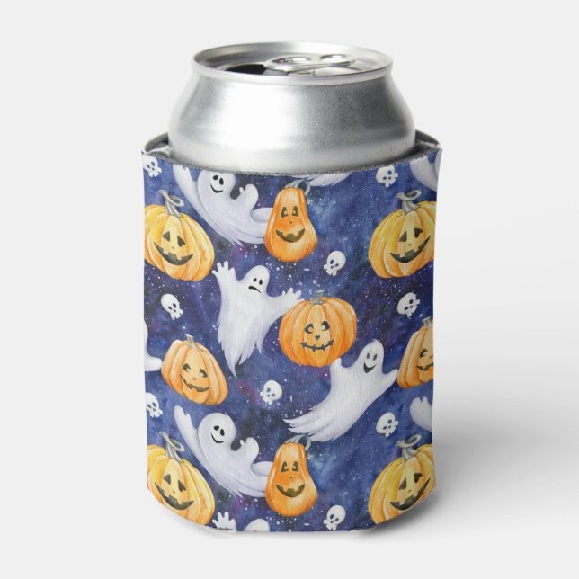 Enfriador De Latas Patrón de acuarela de Halloween (Lata Anverso)