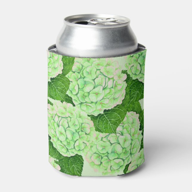 Enfriador De Latas Patrón de acuarela de Hydrangea (Lata Anverso)