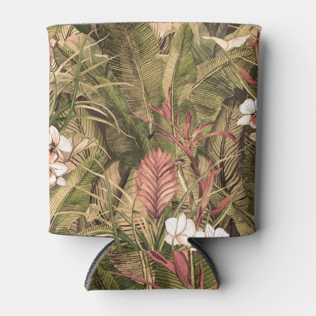 Enfriador De Latas Patrón de acuarela de las hojas tropicales (Anverso)
