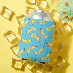 Enfriador De Latas Patrón de acuarela de plátanos