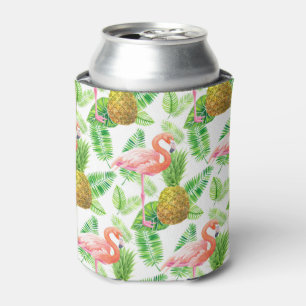 Enfriador De Latas Patrón de acuarela del jardín tropical