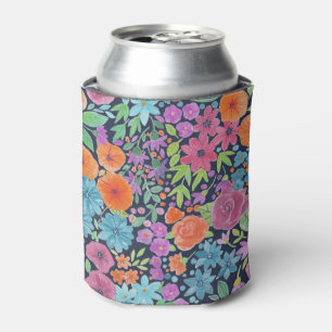 Enfriador De Latas Patrón de acuarela floral