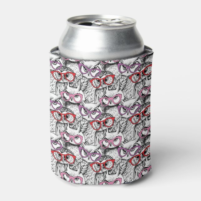Enfriador De Latas Patrón de anteojos de búho (Lata Anverso)