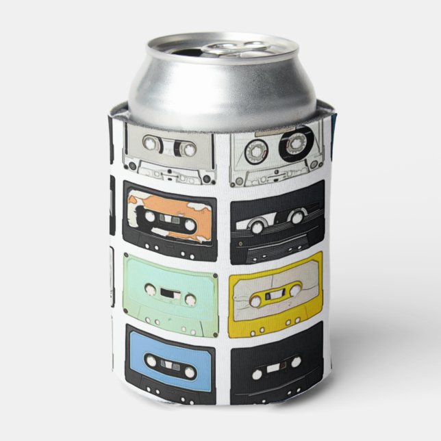 Enfriador De Latas Patrón de arte de Cassette Mix Tapes retro (Lata Anverso)