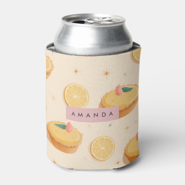 Enfriador De Latas Patrón de arte de limón Kawaii personalizado (Lata Anverso)