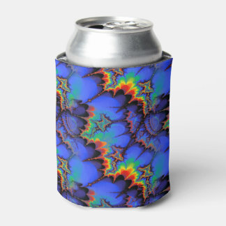 Enfriador De Latas Patrón de arte fractal de las olas de arcoiris elé