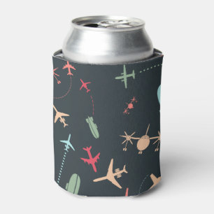Enfriador De Latas Patrón de avión negro y aviación