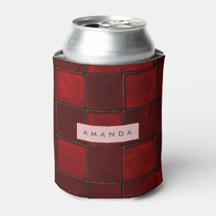 Enfriador De Latas Patrón de Baldosa de Vidrio Rojo Profundo Elegante